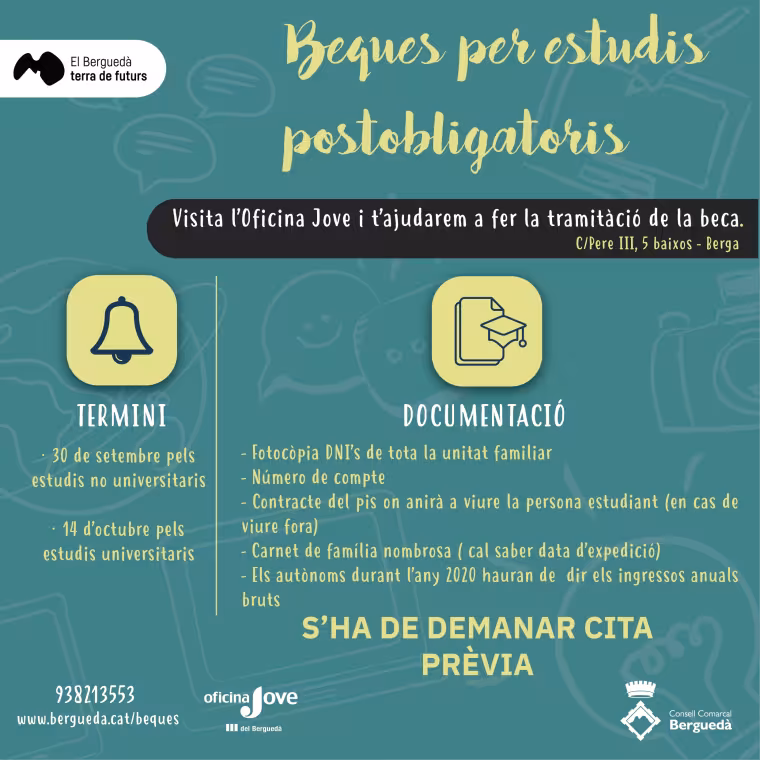 Beques estudis postobligatrois|Tramitant peticions de beques a l'Oficina Jove